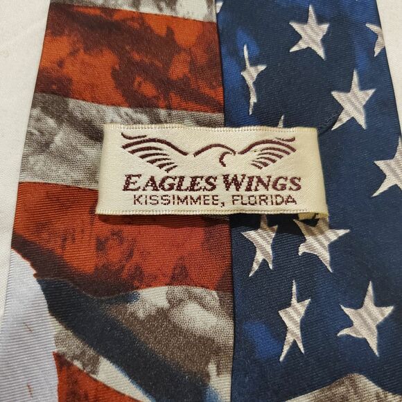 Eagles Wings Patriotic Silk Tie Eagle Statue‎ of Liberty Immigrants Novelty VTG - Picture 7 of 7